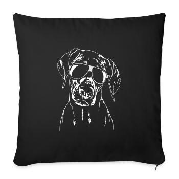 DOBERMANN Doberman with glasses cool Wilsigns dogs - Sofa pillowcase 17,3'' x 17,3'' (45 x 45 cm) - black - Front