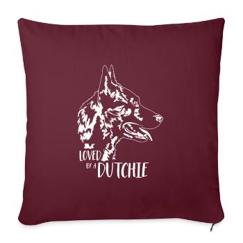 Aimé par un hollandais Hollandse Herder Hundespruch - Housse de coussin décorative 45 x 45 cm - bordeaux - Devant