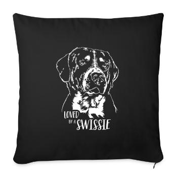Grand bouvier suisse aimé par un Swissie - Housse de coussin décorative 45 x 45 cm - noir - Devant