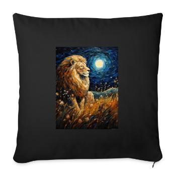 Lion, Van Gogh, Nuit Étoilée, Animal, Lions - Housse de coussin décorative 45 x 45 cm - noir - Devant