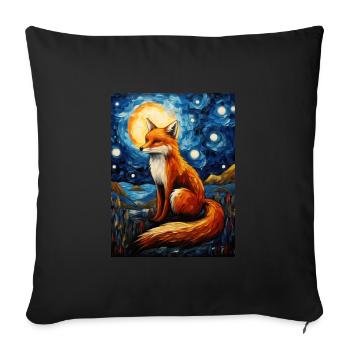 fuchs, Sternennacht, Van Gogh, Style - Sofakissenbezug 45 x 45 cm - Schwarz - Vorne