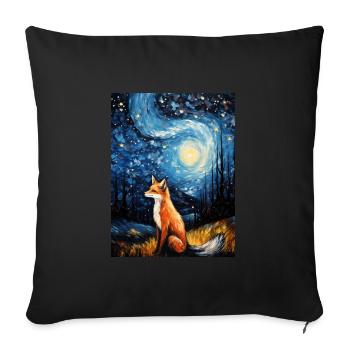 fuchs, Sternennacht, Van Gogh, Style - Sofakissenbezug 45 x 45 cm - Schwarz - Vorne