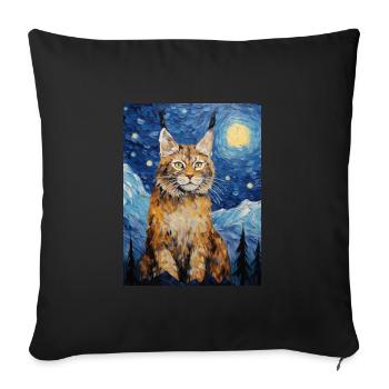 luchs, van gogh, sternennacht, tier - Sofakissenbezug 45 x 45 cm - Schwarz - Vorne