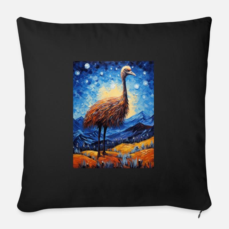 strauß, van gogh, sternennacht, tier, vogel - Sofakissenbezug 45 x 45 cm - Schwarz