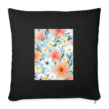 Pastel Floral Floral Pattern - Sofa pillowcase 17,3'' x 17,3'' (45 x 45 cm) - black - Front