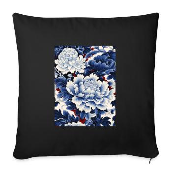 Motif floral en porcelaine chinoise - Housse de coussin décorative 45 x 45 cm - noir - Devant