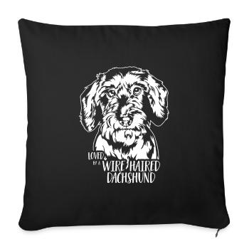 Loved by a Wire Haired Dachshund Dogs Wilsigns - Sofa pillowcase 17,3'' x 17,3'' (45 x 45 cm) - black - Front