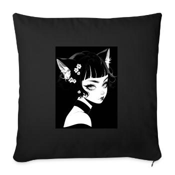 Anime, Mädchen, Geschenk, otaku, manga, horror - Sofakissenbezug 45 x 45 cm - Schwarz - Vorne