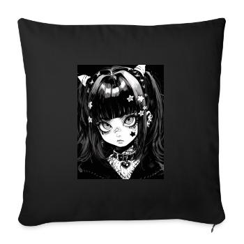 anime, girl, gift, otaku, manga, horror - Sofa pillowcase 17,3'' x 17,3'' (45 x 45 cm) - black - Front