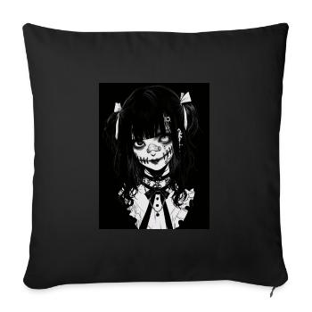 anime, girl, gift, horror - Sofa pillowcase 17,3'' x 17,3'' (45 x 45 cm) - black - Front