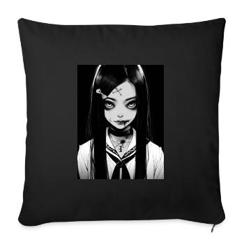 anime, girl, gift, horror - Sofa pillowcase 17,3'' x 17,3'' (45 x 45 cm) - black - Front