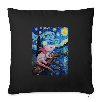 Axolotl Van Gogh Style Starry Night - Sofa pillowcase 17,3'' x 17,3'' (45 x 45 cm) - black - Front