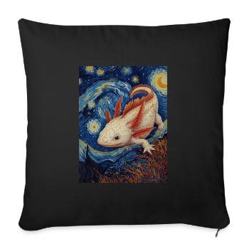 Axolotl, Van Gogh, Style, Starry Night - Sofa pillowcase 17,3'' x 17,3'' (45 x 45 cm) - black - Front