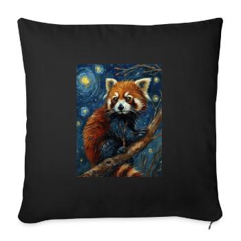 Panda Roux, Van Gogh, Style - Housse de coussin décorative 45 x 45 cm - noir - Devant