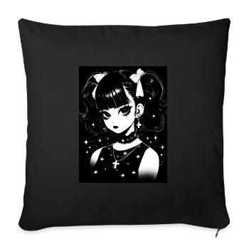 anime, girl, gift, otaku, manga, horror, - Sofa pillowcase 17,3'' x 17,3'' (45 x 45 cm) - black - Front