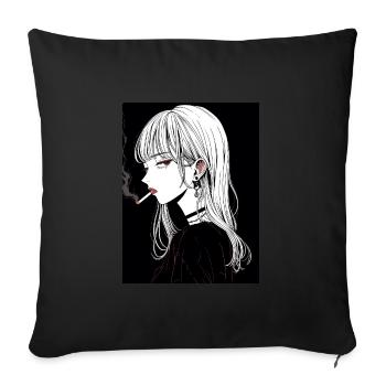 anime, girl, gift, otaku, manga, horror - Sofa pillowcase 17,3'' x 17,3'' (45 x 45 cm) - black - Front