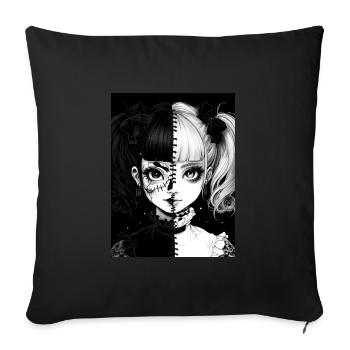 anime, girl, gift, horror - Sofa pillowcase 17,3'' x 17,3'' (45 x 45 cm) - black - Front