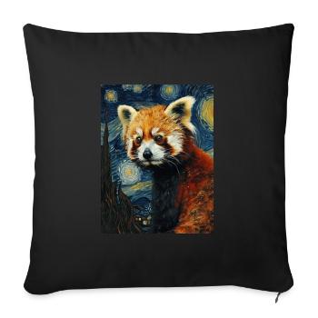 Panda Roux, Van Gogh, Style - Housse de coussin décorative 45 x 45 cm - noir - Devant