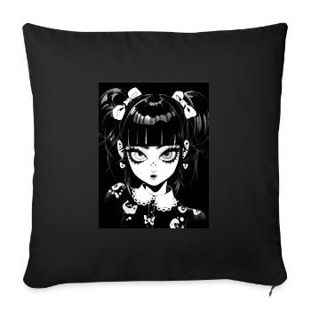anime, girl, gift, otaku, manga, horror - Sofa pillowcase 17,3'' x 17,3'' (45 x 45 cm) - black - Front
