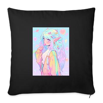 Anime, Anime Girl, Anime Girl, Elf - Sofa pillowcase 17,3'' x 17,3'' (45 x 45 cm) - black - Front