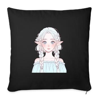 Anime, Anime Girl, Anime Girl, Elf - Sofa pillowcase 17,3'' x 17,3'' (45 x 45 cm) - black - Front