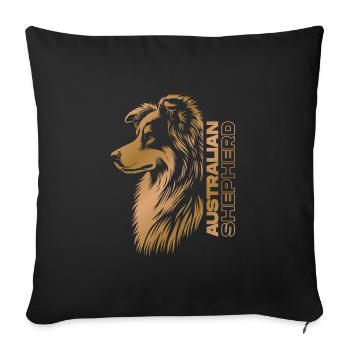 Australian Shepherd Portrait | Aussie's head gold - Sofa pillowcase 17,3'' x 17,3'' (45 x 45 cm) - black - Front