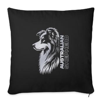 Australian Shepherd Portrait | Aussie head silver - Sofa pillowcase 17,3'' x 17,3'' (45 x 45 cm) - black - Front