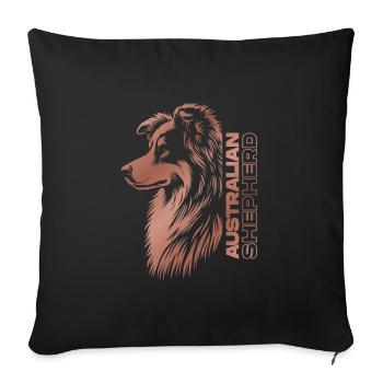 Australian Shepherd Portrait | Aussiekopf rosegold - Sofakissenbezug 45 x 45 cm - Schwarz - Vorne