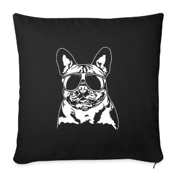 Französische Bulldogge cool Hund Frenchie Wilsigns - Sofakissenbezug 45 x 45 cm - Schwarz - Vorne