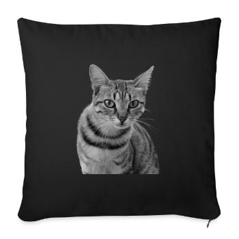 Cat white-black Cat black and white - Sofa pillowcase 17,3'' x 17,3'' (45 x 45 cm) - black - Front