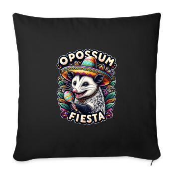 Funny opossum with sombrero and maracas - Sofa pillowcase 17,3'' x 17,3'' (45 x 45 cm) - black - Front