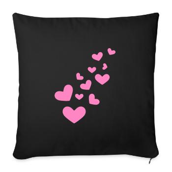 Cadeau de motif coeur coeurs - Housse de coussin décorative 45 x 45 cm - noir - Devant