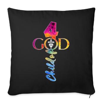 CHURCH CHRISTIANS 4 YEARS JESUS 4TH BIRTHDAY - Sofa pillowcase 17,3'' x 17,3'' (45 x 45 cm) - black - Front