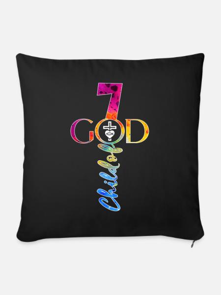 KIRCHE CHRISTEN 7 JAHRE JESUS 7. GEBURTSTAG - Sofakissenbezug 45 x 45 cm - Schwarz