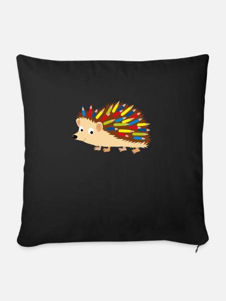 Igel Buntstift - Sofakissenbezug 45 x 45 cm - Schwarz