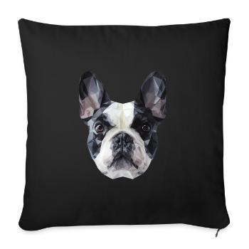 Bouledogue français Low Poly Design - Housse de coussin décorative 45 x 45 cm - noir - Devant