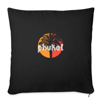 Phuket Thailand Artistic Vacation Souvenir Palm - Sofa pillowcase 17,3'' x 17,3'' (45 x 45 cm) - black - Front