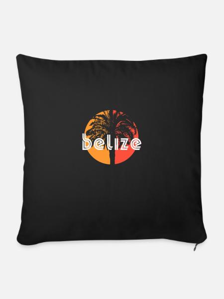Belize Künstlerisches Urlaubssouvenir Palme - Sofakissenbezug 45 x 45 cm - Schwarz