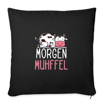 MUHffel Morgenmuffel Kuh Muh - Sofakissenbezug 45 x 45 cm - Schwarz - Vorne