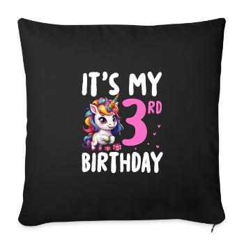 It's My 3rd Birthday - Sofakissenbezug 45 x 45 cm - Schwarz - Vorne