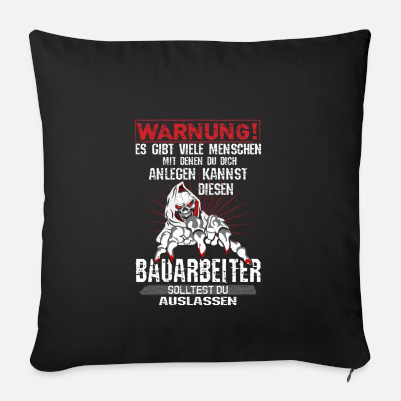 Bauarbeiter T-Shirt · Baustelle · Bagger · Kran - Sofakissenbezug 45 x 45 cm - Schwarz