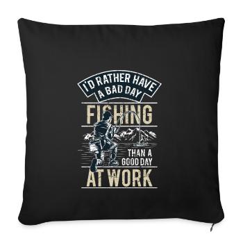 FISHING - Funny Angler Shirt Father's Day Gift - Sofa pillowcase 17,3'' x 17,3'' (45 x 45 cm) - black - Front