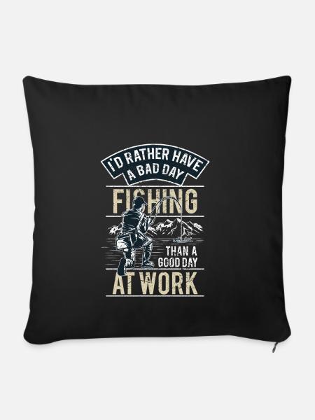 FISHING - Funny Angler Shirt Father's Day Gift - Sofa pillowcase 17,3'' x 17,3'' (45 x 45 cm) - black