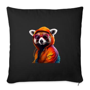 Red Panda Cat Bear Red Panda Sunglasses - Sofa pillowcase 17,3'' x 17,3'' (45 x 45 cm) - black - Front