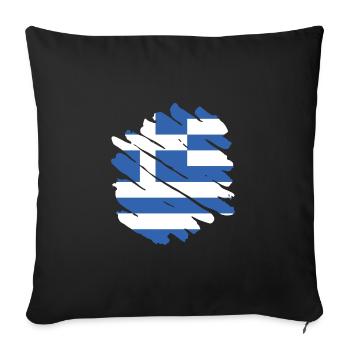 Drapeau de la Grèce Hellas Athènes Drapeau grec - Housse de coussin décorative 45 x 45 cm - noir - Devant