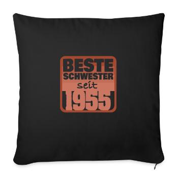 1955 - Housse de coussin décorative 45 x 45 cm - noir - Devant