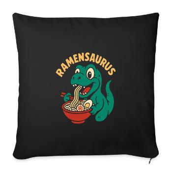 Lustiger Dinosaurier der Ramen Nudeln isst - Sofakissenbezug 45 x 45 cm - Schwarz - Vorne