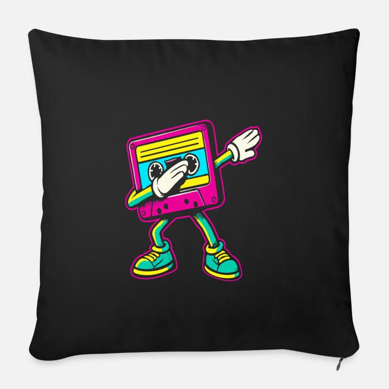 80er 90er Jahre Kassette Dabbing - Sofakissenbezug 45 x 45 cm - Schwarz