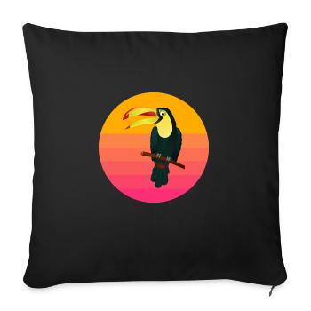 Sunset Bird Lover Vaporwave Toucan - Sofa pillowcase 17,3'' x 17,3'' (45 x 45 cm) - black - Front