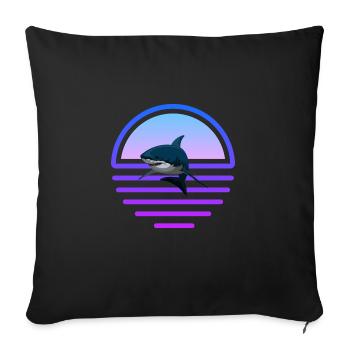 Poisson-requin Animaux de mer Prédateurs Vaporwave Requin - Housse de coussin décorative 45 x 45 cm - noir - Devant